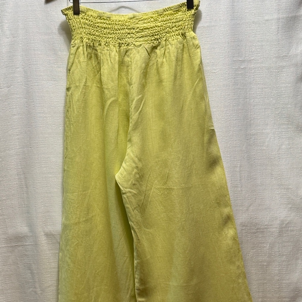 Women's Wide Leg Yellow Pants - Picture 2 of 5